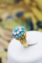 A stylish Turquoise & Diamond Cocktail Ring set in  18 Carat Yellow Gold, French, Circa 1960 - image 4
