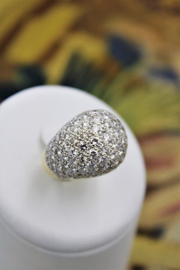 A very stylish Diamond Demi-Bombe Ring mounted in 18 Carat Yellow & White Gold, French, Circa 1980 - image 2