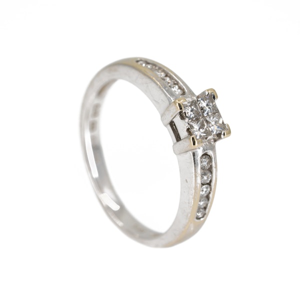 Diamond square cluster ring with diamond shoulders - image 2