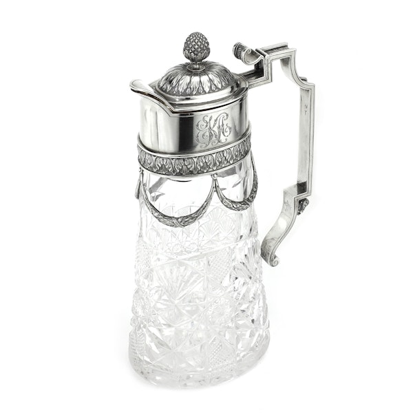 Russian Faberge silver and crystal cut glass Claret Jug, Moscow c.1900 - image 2