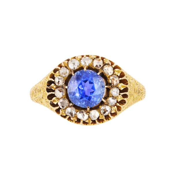 An Antique Sapphire Diamond Ring - image 2