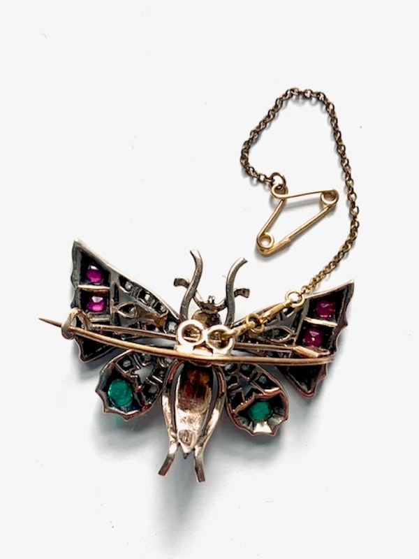 Diamond ruby emerald pearl butterfly brooch/ Pendant. Spectrum - image 3