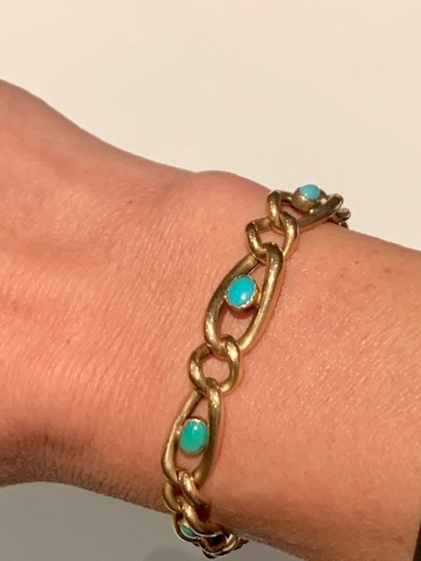 Turquoise Victorian 9ct gold bracelet. Spectrum - image 3