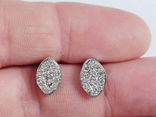 Marquise shaped diamond cluster stud earrings sku 4970 DBGEMS - image 2