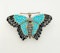 French turquoise and onyx diamond butterfly - image 1