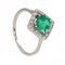 Emerald and diamond Art Deco rhombic shape ring - image 2