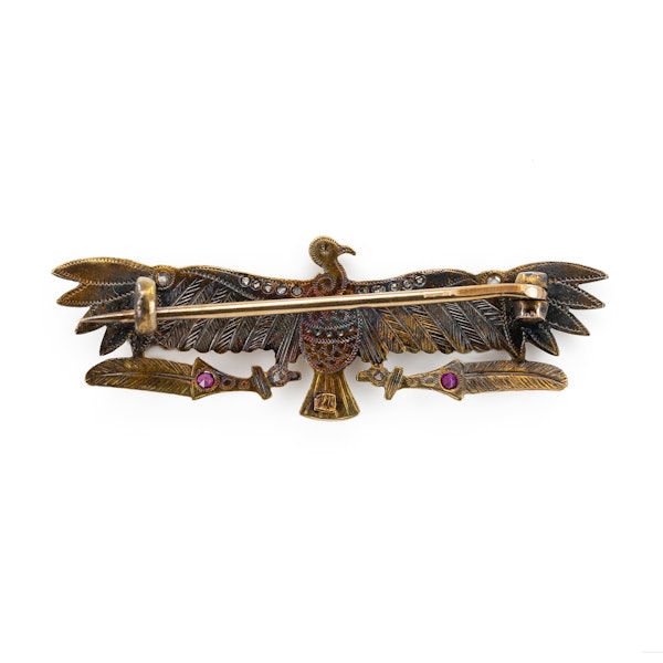 Art Nouveau Egyptianesque multicoloured enamel and diamonds brooch - image 2