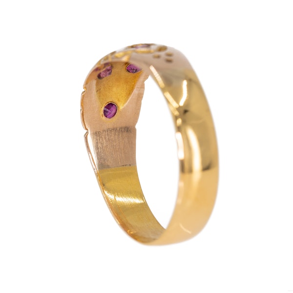 Victorian diamond and ruby dome shape gold ring - image 3