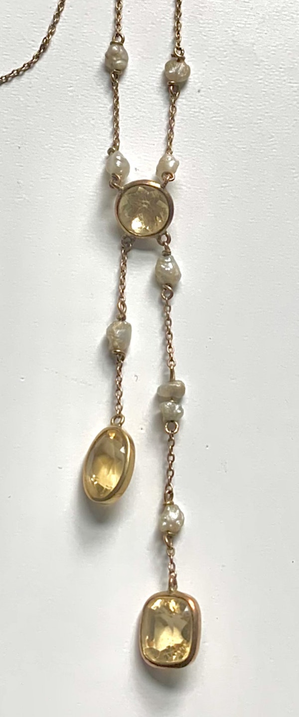 Topaz, citrine and pearl gold drop necklace. Spectrum - image 3