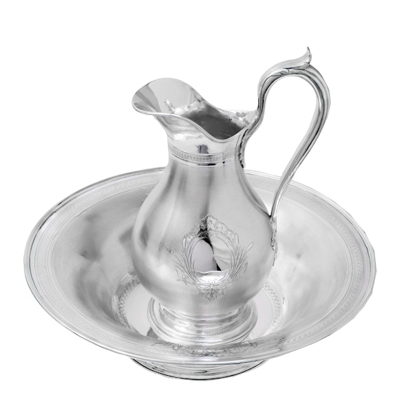Large fine silver Jug and Bowl - image 1