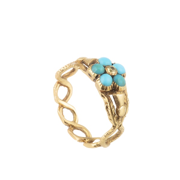 A Gold Turquoise Diamond Ring - image 2