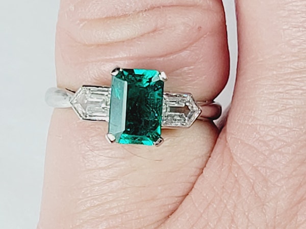 Art deco emerald and diamond shoulder engagement ring sku 5148  DBGEMS - image 2