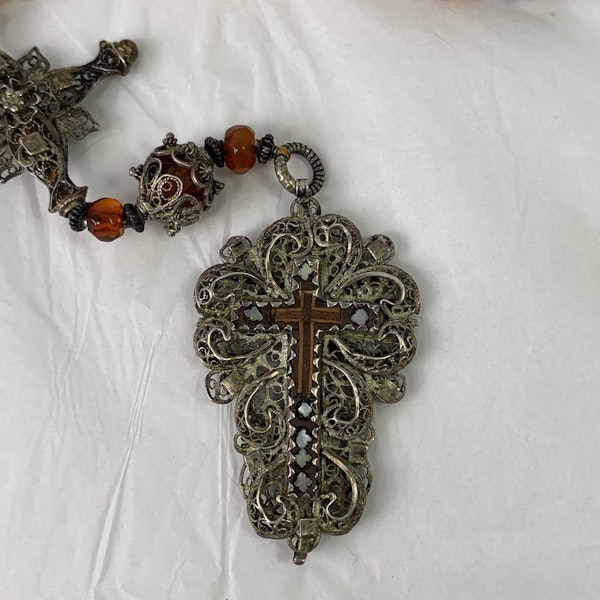 Ca 1800 rosary with amber beads - image 2
