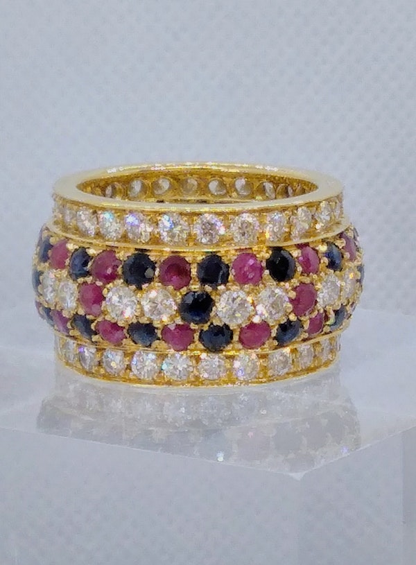 French - Ruby - Diamond - Sapphire -  Cocktail Ring - image 2