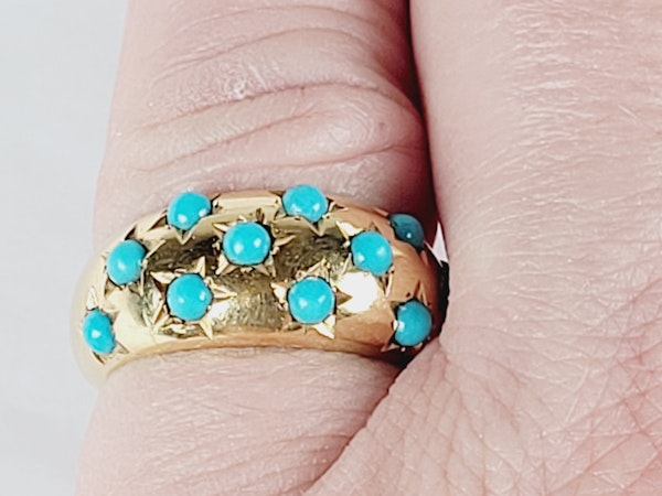 Gypsy set turquoise 18ct gold ring sku 5071  DBGEMS - image 4