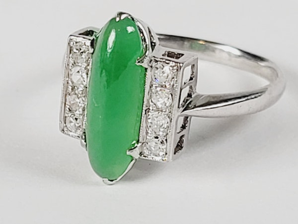 Art deco jade and diamond dress ring sku 5069  DBGEMS - image 3
