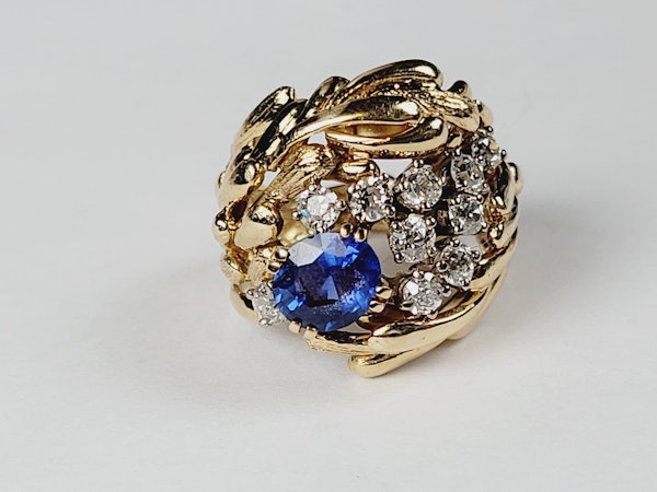 Vintage sapphire and diamond dress ring sku 5052  DBGEMS - image 2