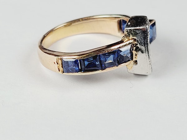 Art deco sapphire and diamond garter ring sku 5051  DBGEMS - image 3