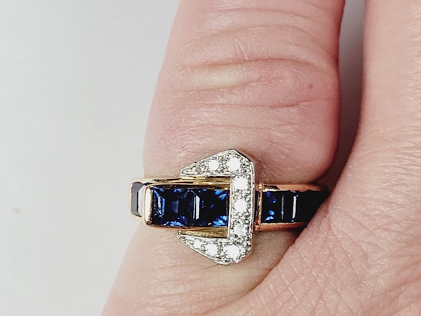 Art deco sapphire and diamond garter ring sku 5051  DBGEMS - image 4