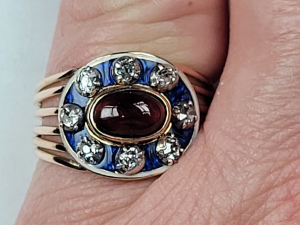 Georgian garnet, diamond and enamel dress ring sku 5046  DBGEMS - image 4