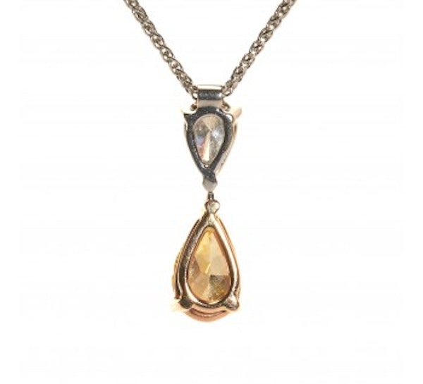 Yellow Diamond Pendant 0.88ct Fancy Vivid VS1 In 18ct White And Yellow Gold With 0.35ct D VVS2 Diamond GIA Certificate - image 2