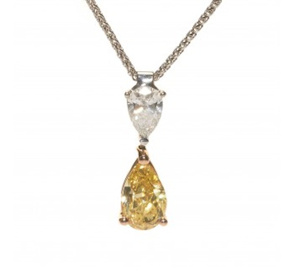 Yellow Diamond Pendant 0.88ct Fancy Vivid VS1 In 18ct White And Yellow Gold With 0.35ct D VVS2 Diamond GIA Certificate - image 3