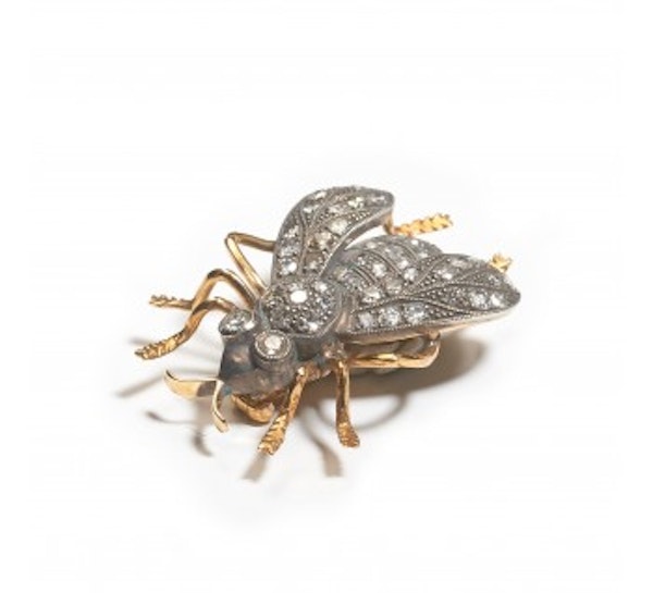 Modern Diamond Silver And Gold Bee Brooch - image 2