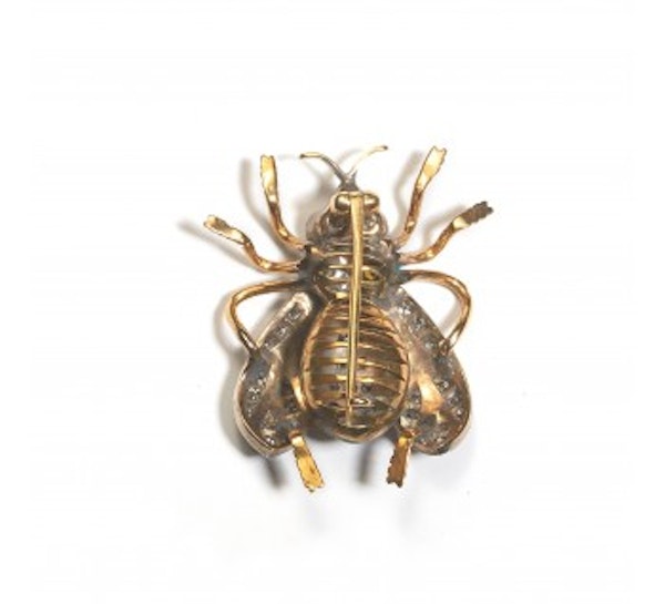 Modern Diamond Silver And Gold Bee Brooch - image 3