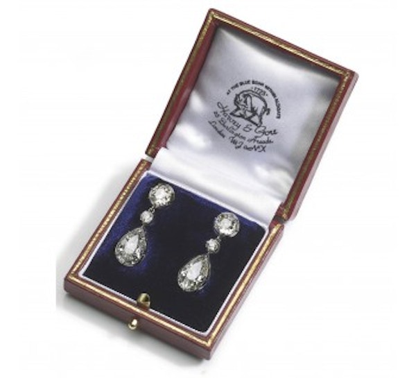 Antique Diamond Drop Earrings Silver Upon Gold, 11.65ct, Circa 1810 - image 2