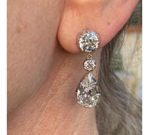 Antique Diamond Drop Earrings Silver Upon Gold, 11.65ct, Circa 1810 - image 3
