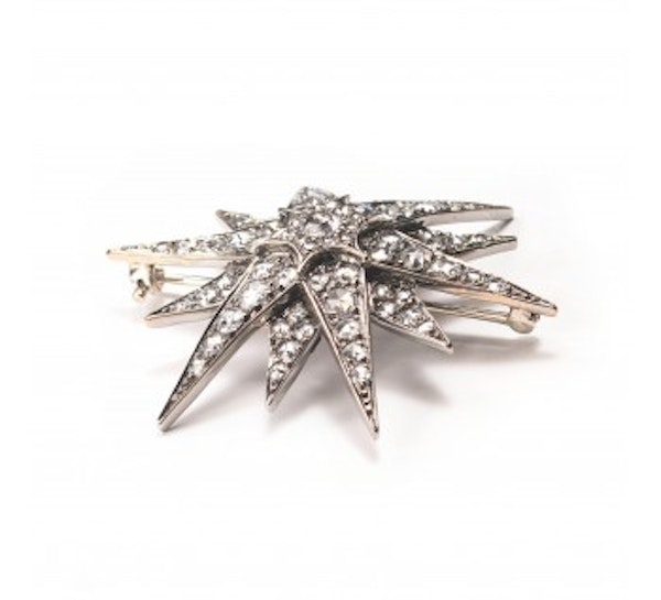 Rose Cut Diamond And Gold Star Brooch 1.95ct - image 2