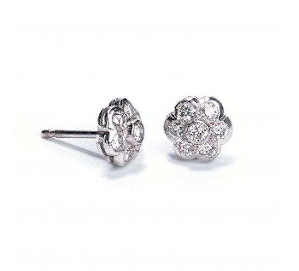 Diamond And White Gold Cluster Earrings. 0.75ct - image 3