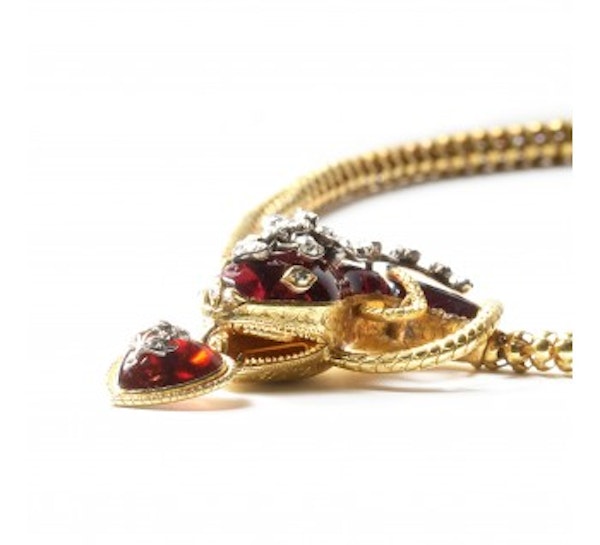 Antique Garnet Diamond And Gold Snake Necklace, Circa 1860 - image 3