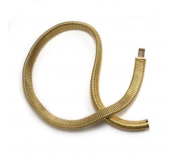 Vintage Gold Collar Necklace, Circa 1950 - image 3