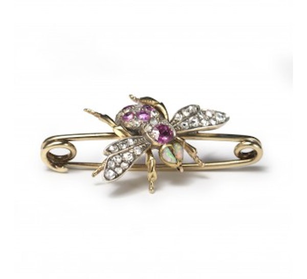 Antique Diamond, Ruby And Opal Bee Brooch, Circa 1880 - image 2
