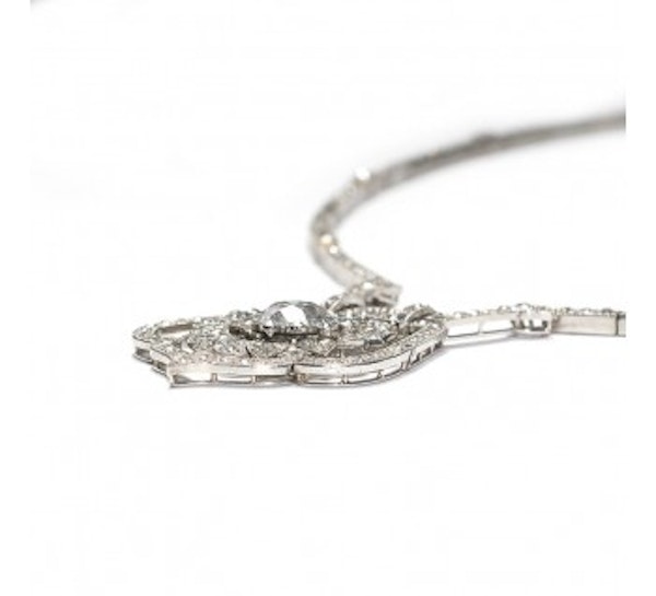 Art Deco Diamond And Platinum Necklace, 18.75ct - image 3