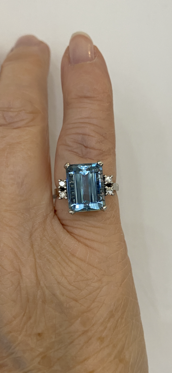 Aquamarine and Diamond ring, c1930 @Finishing Touch - image 5