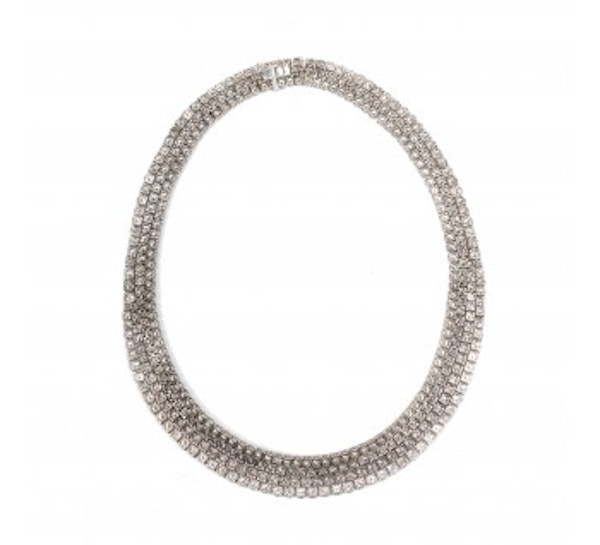 Diamond Multi-Row Platinum Necklace, 82.60ct - image 2