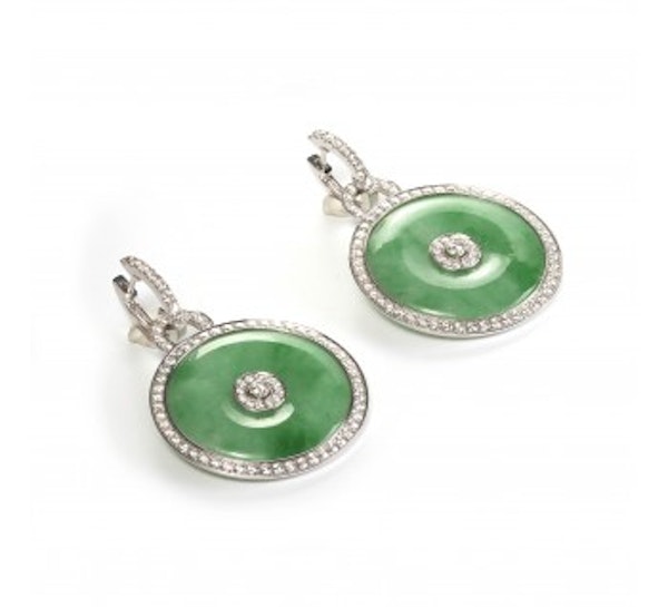 Jade And Diamond Drop Earrings, 4.50ct - image 3