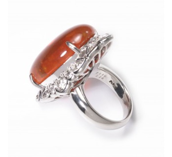 Fire Opal And Diamond Cluster Ring - image 3