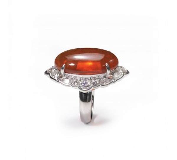 Fire Opal And Diamond Cluster Ring - image 4