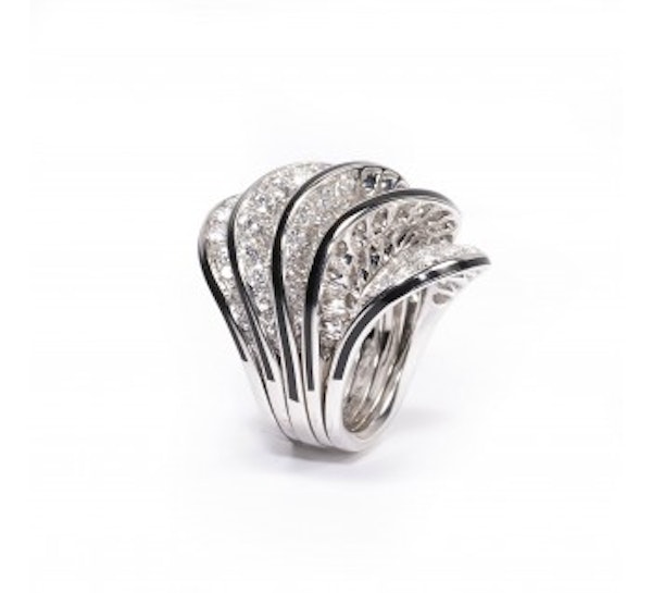 Cartier Diamond And Enamel "Paris Nouvelle Vague" Ring - image 3