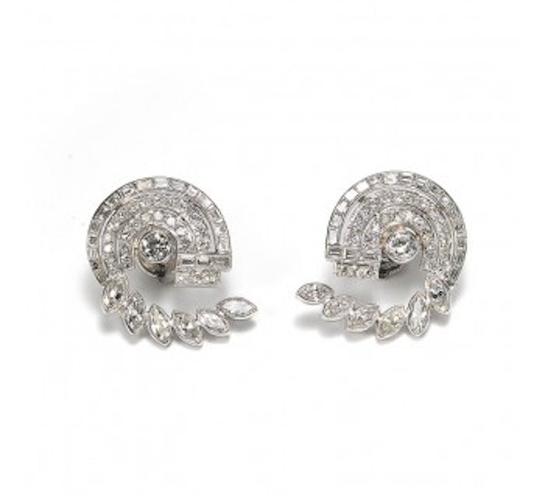 Vintage Diamond Platinum Earrings 6.75ct - image 3