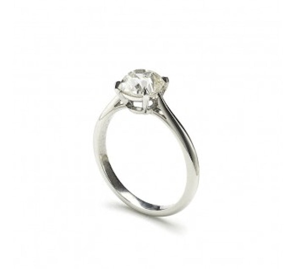 Cushion Cut Diamond And Platinum Solitaire Ring, 1.64ct - image 2