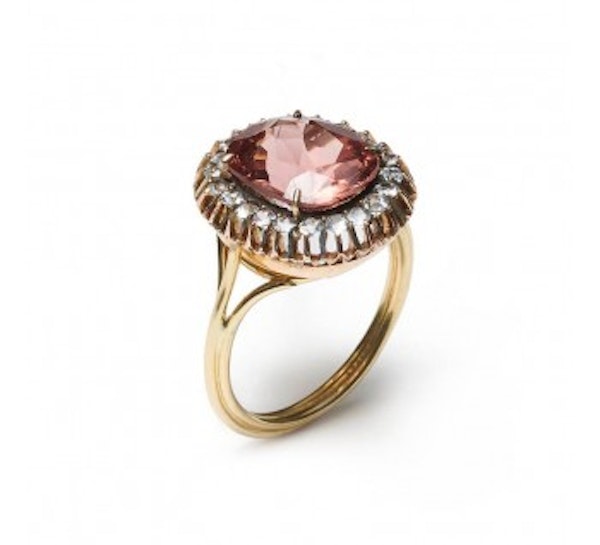 Pink Tourmaline And Gold Cluster Ring - image 2