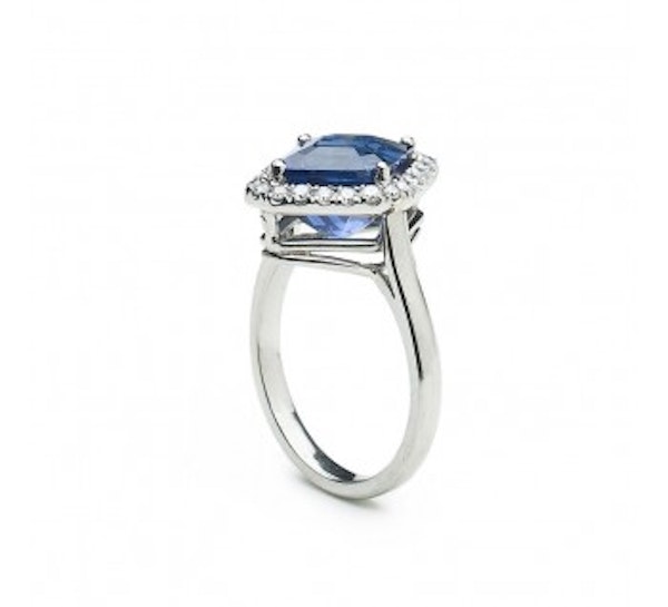 Sapphire, Diamond And Platinum Ring - image 2