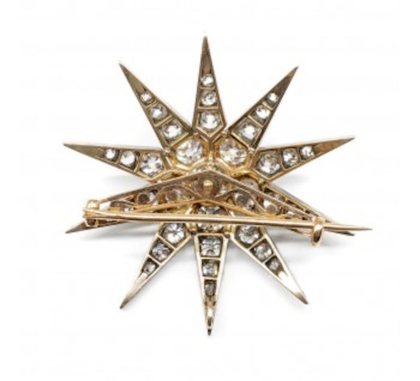 French Antique Diamond Silver And Gold Star Brooch, Circa 1880 - image 3