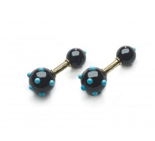 Tiffany Schlumberger Black Onyx, Turquoise And Gold Cufflinks, Circa 1960 - image 3