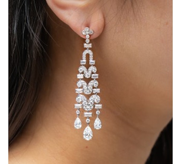 Modern Diamond And Platinum Drop Earrings, 9.06ct - image 3