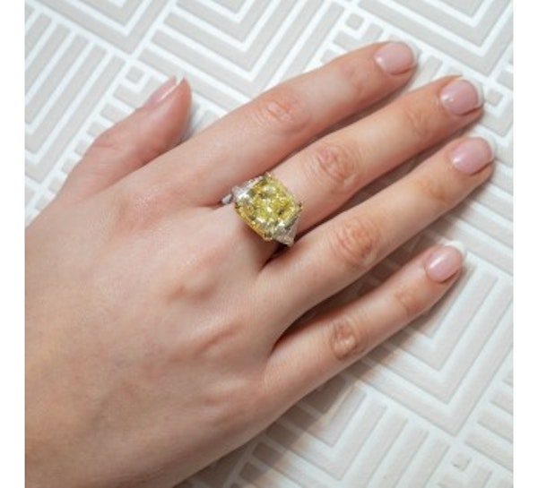 Fancy Intense Yellow Diamond Ring, Platinum And Gold, 14.51ct - image 3